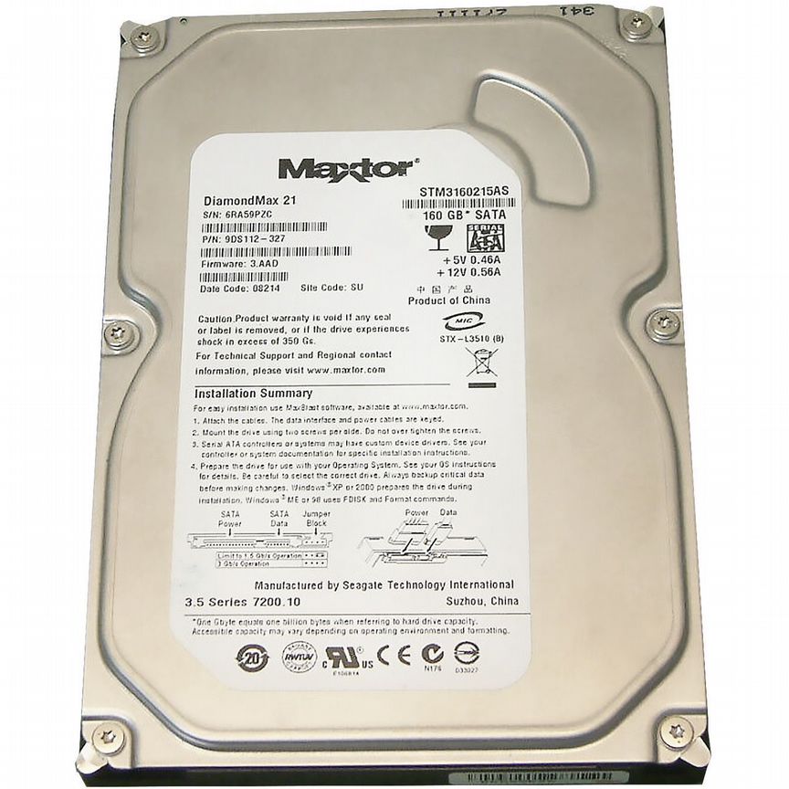 [STM3160215AS] Жесткий Диск Maxtor 160gb Sata2 3,5 Stm3160215as