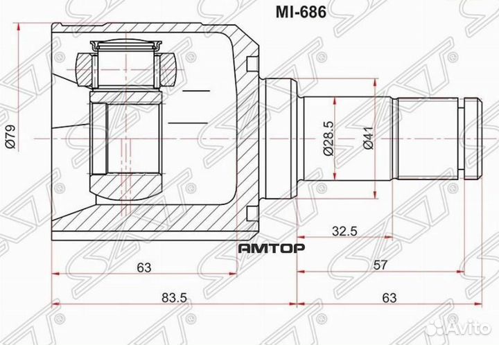 SAT MI-686 Шрус внутренний RH mitsubishi lancer CS