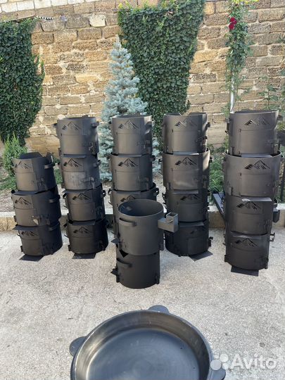 Чугунный узбекский казан и печь 3 мм с дымоходом