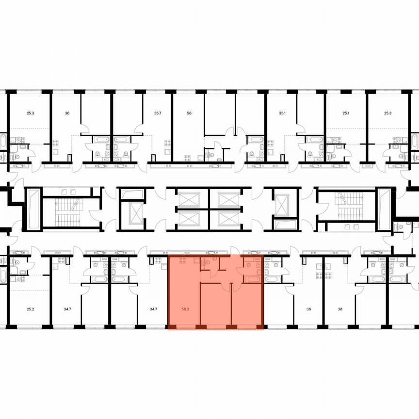 2-к. квартира, 56,3 м², 29/62 эт.