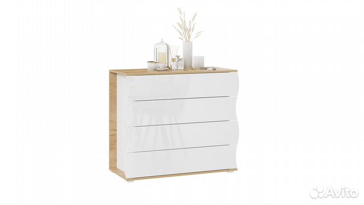 Комод «Миранда» Дуб Крафт золотой/Белый глянец