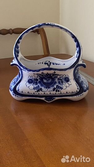 Конфетница - корзинка Гжель