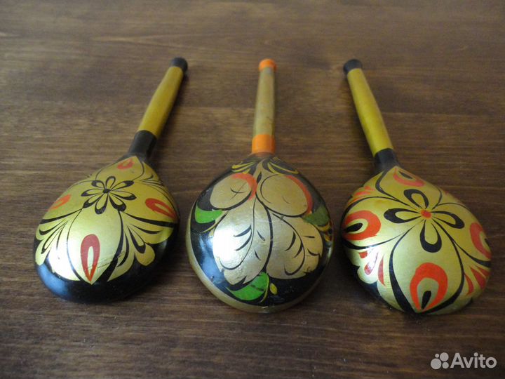 Столовые ложки деревянные Хохлома, 19 см