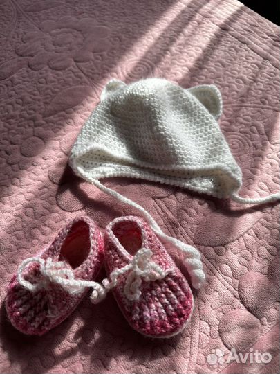 Комплект шапка, пинетки 6 мес