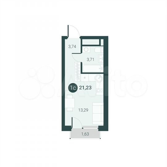 Квартира-студия, 21,2 м², 5/14 эт.