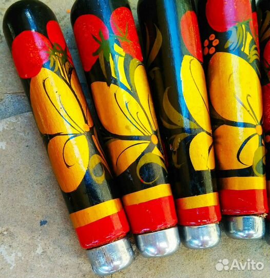 Деревянные ручки хохлома роспись СССР, цена за 3шт