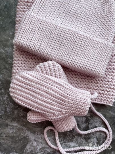 Комплект шапка, шарф, варежки для девочки