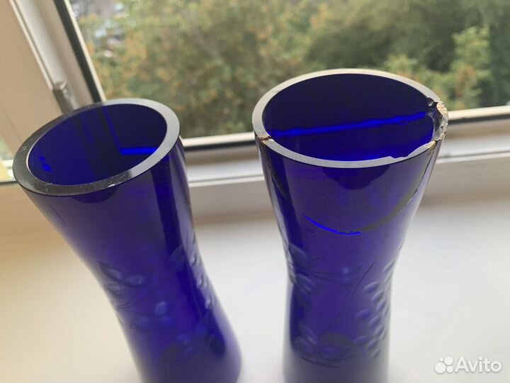 Ваза синее стекло СССР