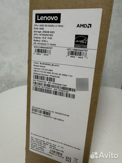 Ноутбук новый Lenovo v15 g3 aba r3 256 гб
