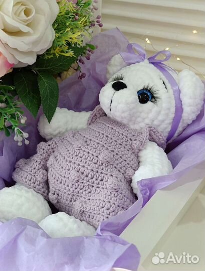 Вязаный мишка (плюшевая игрушка ручной работы)