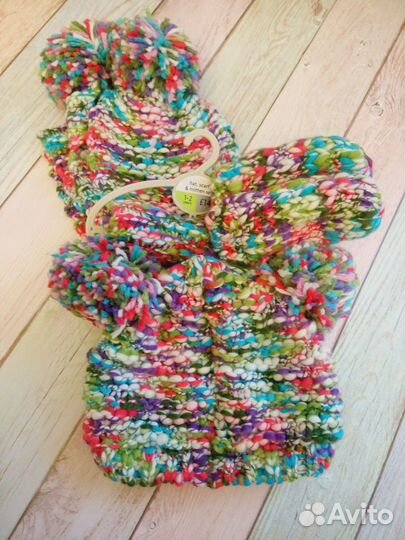 Комплект для девочки шапка,шарф и варежки next