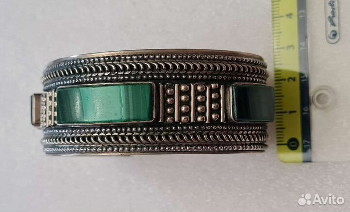 Браслет Металл Мельхиор Малахит СССР
