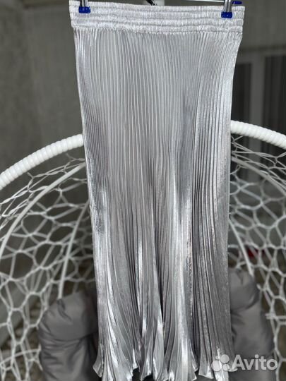 Юбка плиссе серая