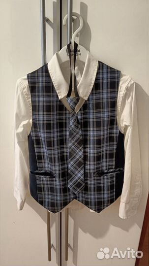 Школьная жилетка,рубашка,галстук-комплект.122