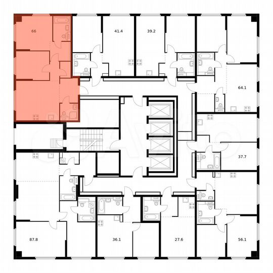 2-к. квартира, 66 м², 25/32 эт.