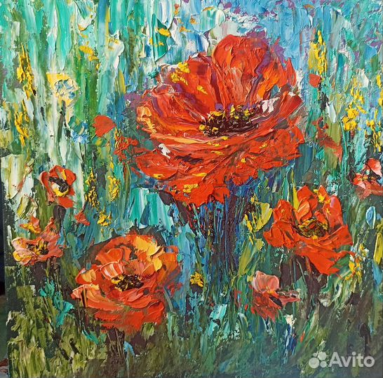 Картина маслом Цветы Маки