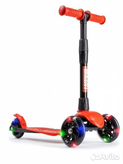 Самокат детский baby (светящиеся колеса) красный