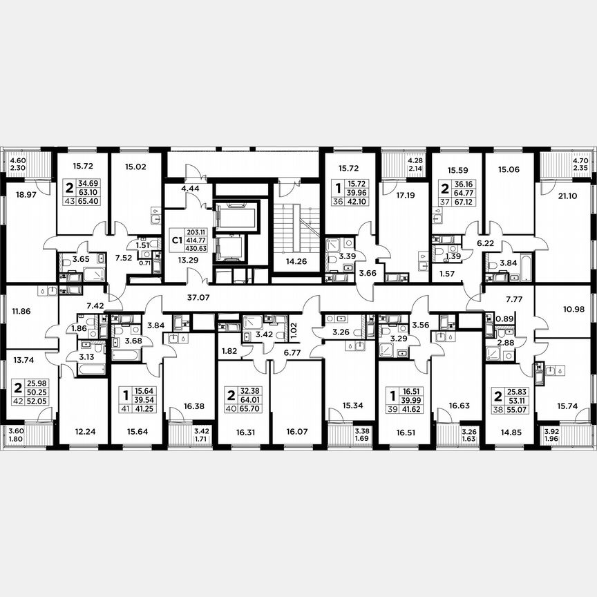 2-к. квартира, 66,9 м², 8/14 эт.