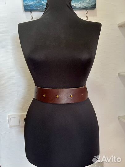 Ремень натуральная кожа (S-M) с латунными кнопками