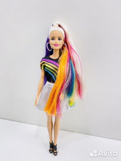 Кукла радужные волосы Barbie скейт фея Winx
