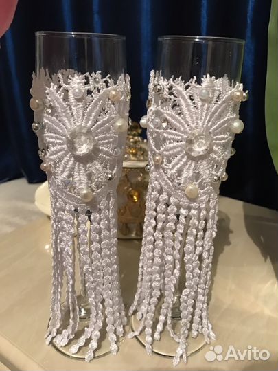 Свадебные бокалы ручной работы