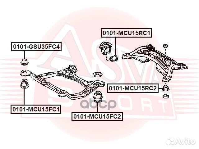 Сайлентблок подрамника 0101-MCU15FC1 asva