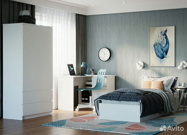 Кровать мори 90х200 белая