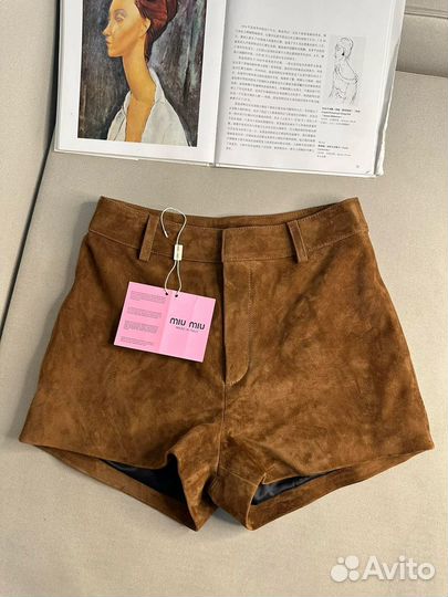 Замшевые шорты MIU MIU