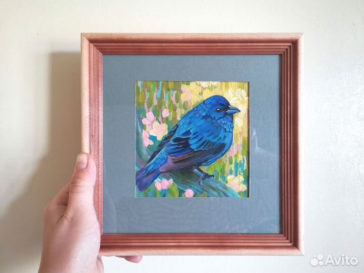 Картина маслом синяя птица