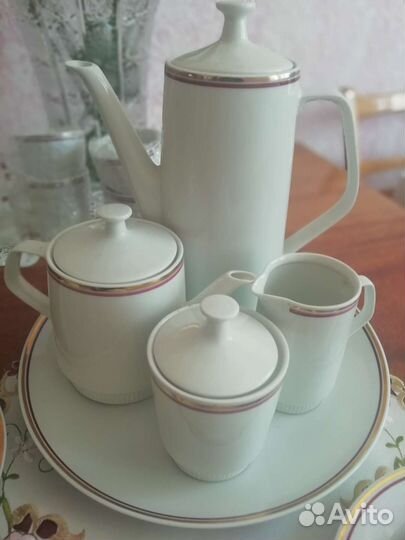 Чайно-кофейный сервиз Кольдиц фарфор из гдр