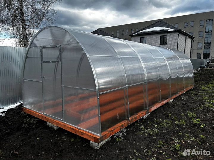 Теплица Люкс усил. двойная дуга 3*8м (каркас+спк)