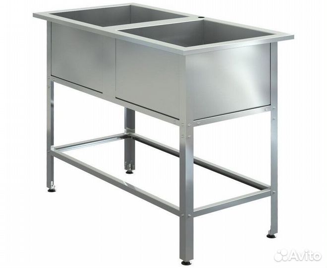 Ванна моечная из нержавейки двухсекционная