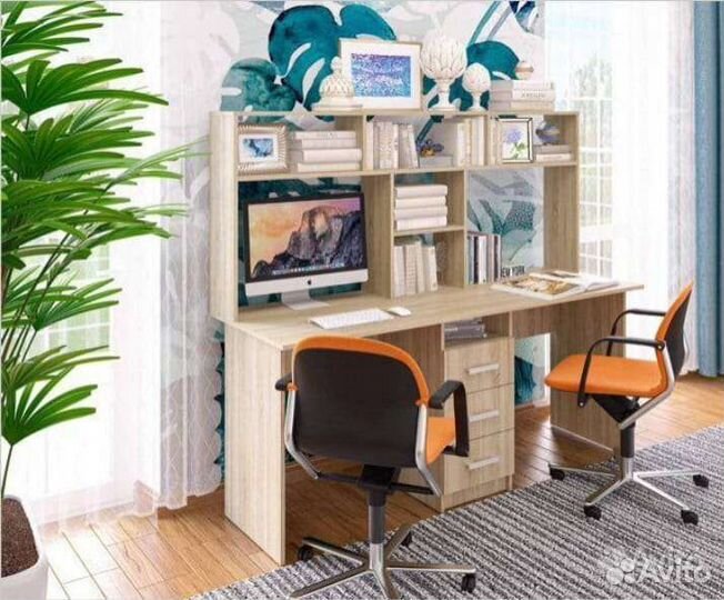 Стол письменный, компьютерный для двоих с ящиками