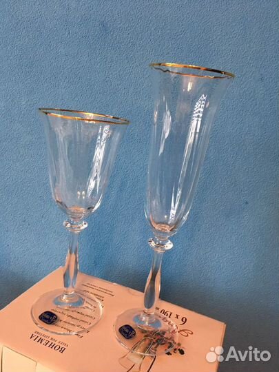 Набор бокалов для вина из богемского стекла