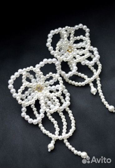 Крупные модные серьги цветы ручная работа