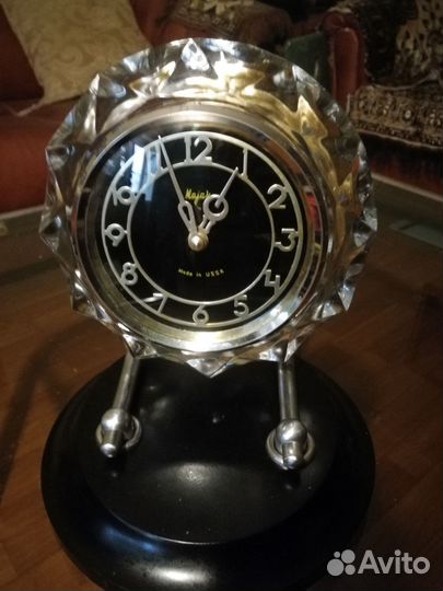 Часы настольные СССР Маяк в хрустале