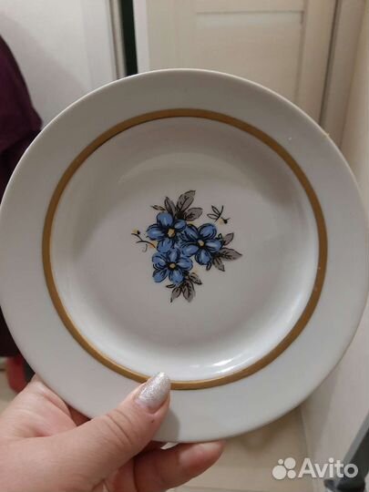 Тарелка Незабудки, 8 штук блюдца дулево