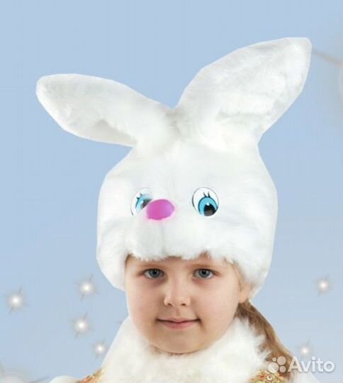 Маска-шапочка зайца для карнавала