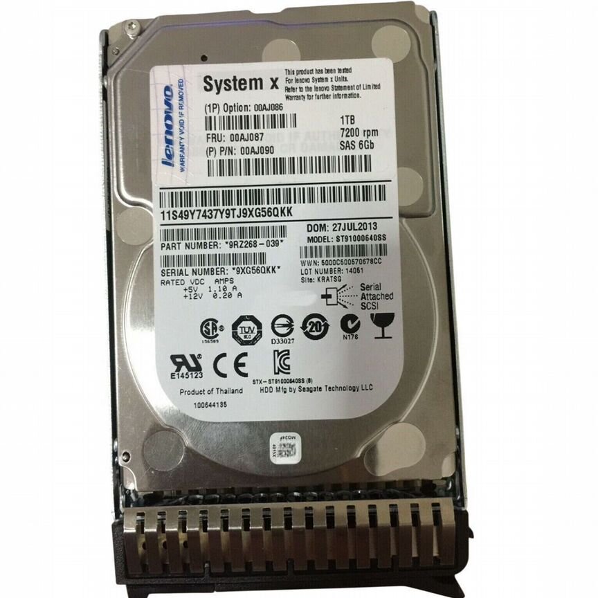 [00AJ086] Жесткий Диск Lenovo 00aj090 1tb 7200 Sas 2,5" Hdd 00aj086