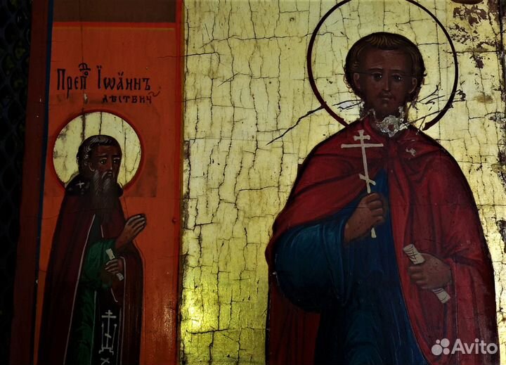 Старинная икона на золоте Святые Флор и Лавр