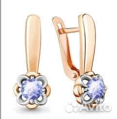 Серьги серебро танзанит С258