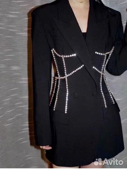 Жакет пиджак приталенный удлиненный m