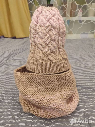 Комплект шапка и снуд женский