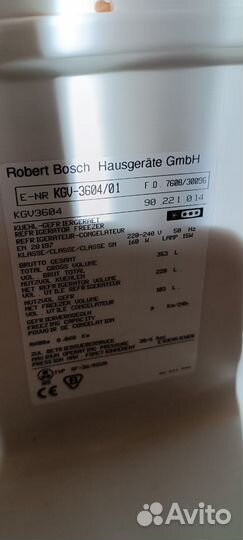 Холодильник robert bosch hausgerate gmbh kgv 3604