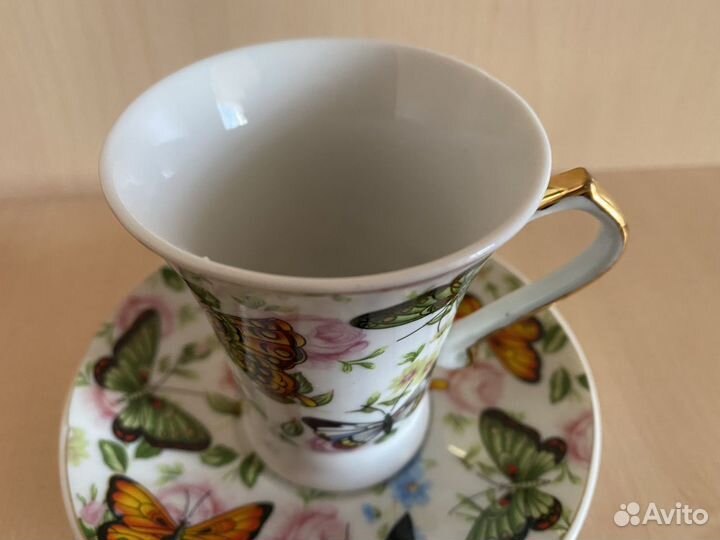 Элегантные Кофейные чашки и блюдца, набор 6 шт