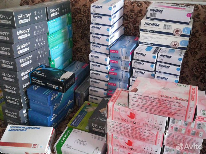 Перчатки латекс, нитрил