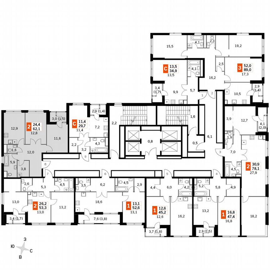 2-к. квартира, 62,1 м², 38/38 эт.