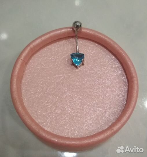 Пирсинг для пупка серебряный с алпанитом