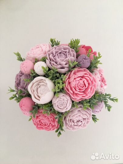 Букет из мыла «Пионовое счастье» подарок учителю