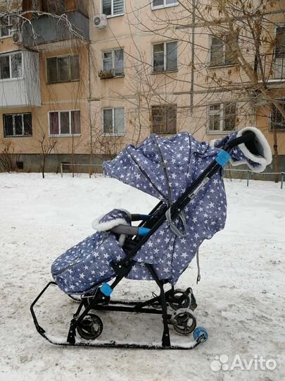 Детские зимние сани с колёсами